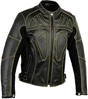 Designer Mens Vented Leather Motorbike Jacket For Bikers (L)