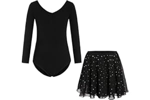 FONLAM Vestido Maillot de Ballet Danza para Niña Maillot Gimnasia Rítmica Manga Larga Falda Ballet Tutú Niña