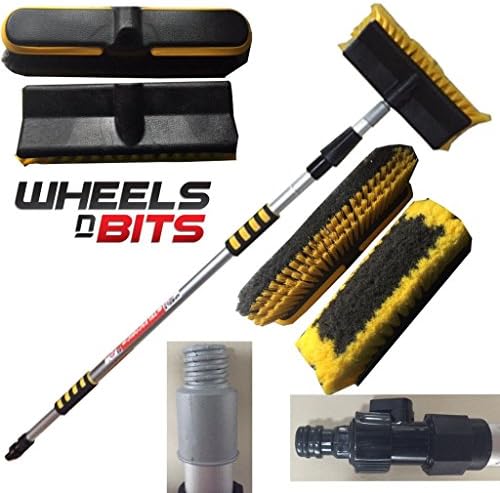 Wheels N Bits2M 6.6FT HEAVY DUTY DELUXE EXTENDING CAR VAN TRUCK WASH BRUSH TELESCOPIX EX LONG REACH CARAVAN 2 Metre Ideal for Washing Decking Spouting ETC