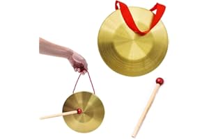 MenYiYDS 1 PCS 12 CM BRASS HAND GONG CYMBAL, PORTABLE GONG BRASS INSTRUMENT WITH 15 CM ROUND PLAYING HAMMER FOR PERCUSSION, CHURCH OPERA, ORCHESTRA