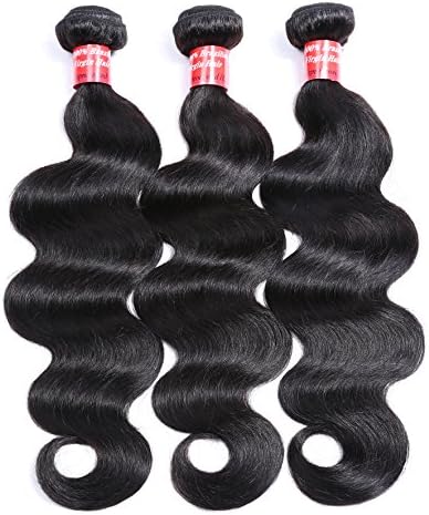 Brazilian Hair 3 Bundles, Exbe Grade 8A Brazilian Body Wave Remy Hair 3pcs Set Body Wave 100 Unprocessed Human Bundles (12"14"16")