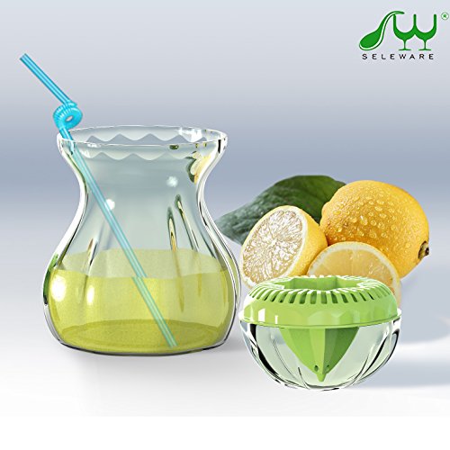 SELEWARE Zitronenpresse Handpresse Limettenpresse Manuelle Saftpresse Zitrone Entsafter Frucht mit Flasche BPA frei Spülmaschine Safe 600ML Grün - 2