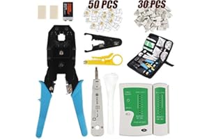 JENABOM 12 in 1 Network Tool Kit - RJ45 RJ11 CAT5 CAT6 Crimping Tools, LAN Cable Tester, Wire Stripper