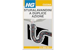 HG Sturalavandini a Duplice Azione, Rimuove i Blocchi e Ripristina il Funzionamento degli Scarichi, 2x 500 ml