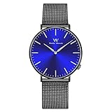 Welly Merck Herren Analog Uhren Schweizer Quarzwerk Mit Schwarz Edelstahl Armbänder M-C13M4