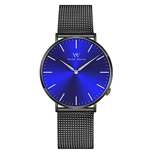 Welly Merck Orologio Analogue da Homme Quarzo svizzero Polso con Acciaio Nero M-C13M4