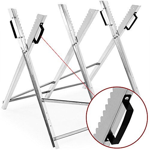 Sägebock für Kettensäge verzinkt 150kg Belastbarkeit mit Haltegriffen Sägegestell Holzsägebock Holzschneidebock Motorsäge - 2
