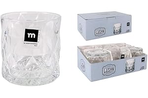 LA MEDITERRÁNEA Juego de 6 Vasos de Cristal Transparente - Para Agua, Whisky, Zumos, Refrescos | Set de 6 Tazas de Cristal Fuerte y Resistente - Uso Diario, Eventos, Hogar o Professional (Lusan - 350 ml)