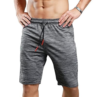 SEVENWELL Shorts De Course d'Athlétisme Des Hommes Shorts d'Entraînement De Gymnastique à Séchage Rapide Gris Avec Des Poches De Tirette Pour Le Football De Basket-Ball d'Été Gris M=US XS