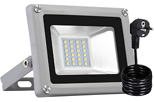 ‎PAPASBOX papasbox LED Strahler, 20W LED Fluter IP65 Wasserdicht Außenstrahler Flutlichtstrahler Aluminium Scheinwerfer Licht Kaltweiß 6000K,EU Stecker, ideale Wandleuchte für Garten, Sportplatz Von Fairyland
