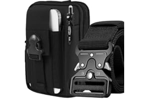 GADIRIA Męski pas taktyczny i wojskowa torba taktyczna z metalową klamrą szybkiego uwalniania dla sił bezpieczeństwa, nadzoru, airsoftu, pracy, polowania - nylonu o wysokiej wytrzymałości., Czarny