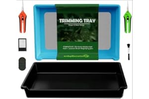 ‎MAYAADI-HOME Mayaadi-Home Trimmschale mit Trockensieb Set | Trim-Bin für Pollen und Kräuter | 2-in-1 Kräutersieb mit 150-Mikron-Bildschirm | 2 Trimmscheren und Bürste (blau)