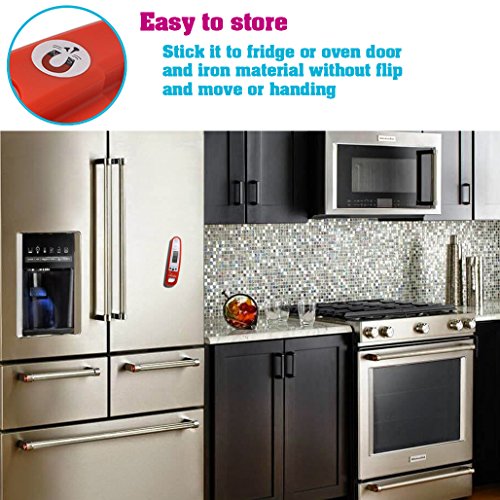 Digital Küchenthermometer Haushaltsthermometer – Leknin Einkochthermometer mit LCD Display und Magnethalter, sofort lesen, lange Sonde, ideale für Braten, Kochen, Grillen/BBQ, Backen, Baby-Ernährung (Rot) - 7