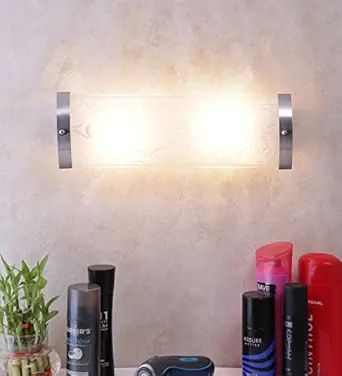 Off White Steel & Glass Bathroom Light by Devansh for Wash Basin/Mirror