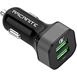 ARCANITE Premium USB Car Charger, Dual Port Quick Charge 3.0, 36W, 6A