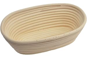 SUNEAST Suneste Natural Banneton Proofing Cesta, 10"/25cm redondo Banneton Brotform para pan y masa, Gran Proving Rising rattan Bowl para Artisan Pan Sourdough, Oval-21*14*8cm, 21*14*8cm