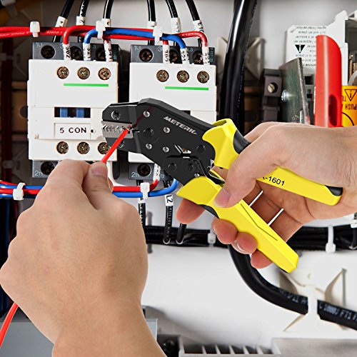 Meterk Professional Wire Crimpwerkzeug, Engineering Ratchet Anschluss Crimpzange, Stiefelringe Crimper, Anschlussklemmen 24-10AWG, 0.25-6 mm² JX-06WF - 7