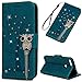 Price comparison product image MOTIKO Huawei P Smart Case - 3D Bling Leather Wallet Flip Case Magnetic Cover Glitter Crystal Diamonds Owl Tassel Sparkly Gems Card Slots Stand Protective Case for Huawei P Smart - Teal