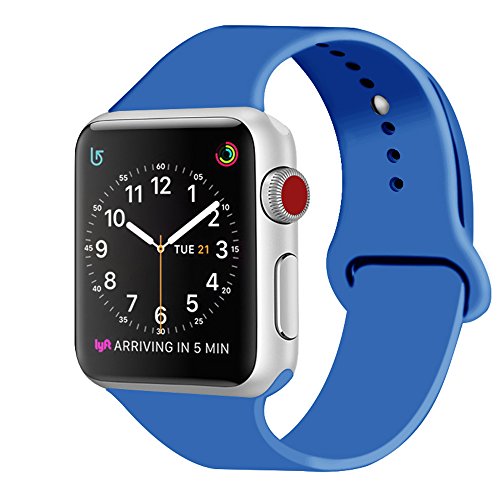 ZRO para Apple Watch Correa  Silicona Suave Reemplazo Sport Banda para 42mm iWatch Serie 3  Serie 2  Serie 1  Talla M L  Azul Real