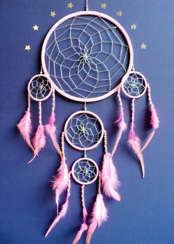 Girls Pink Dream Catcher Large Light Pink and Purple Dreamcatcher, Beautiful Bedroom Decoration