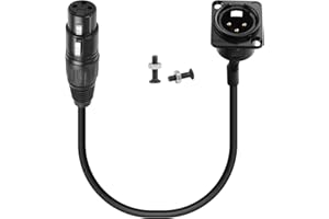 QIANRENON XLR Connector Gold Plated 3Pin Male to Female Fixed Mount Cable Adapter - 35cm/13.8in, for Mixer, Stage Lighting