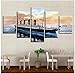 Produktbild LQWE Leinwand Gemälde Hd Drucke Wohnkultur 5 Stücke Für Wohnzimmer Wandkunst Schiff Modulare Bild Meer Landschaft Kunstwerk Landschaft Poster