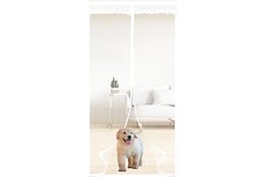 HILPATY Magnetic Screen Door Hand Free Reinforced Polyester Anti Mosquito Mesh Fly Curtain Nets, Patio Insect Door Screen, Pets Access Friendly (White, 80 x 200 cm)
