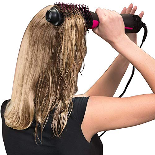 One Step Hair Dryer and Volumizer  Meraif Salon Hot Air Paddle Styling Brush Negative Ion Generator Hair Straightener Curler for All Hair Types