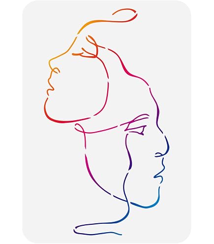 FINGERINSPIRE Abstrakte Gesichtsschablone 30x30 Cm – Wiederverwendbare Malvorlage Für DIY-Projekte