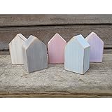 Set Shabby Chic Holzhäuser 5 Mini Holzhäuser.