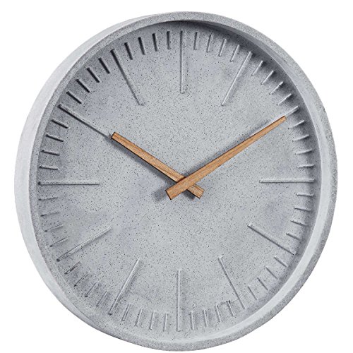 BUTLERS WALL COUTURE Wanduhr Beton Ø30cm – Holz, Polyresin – grau – - 3