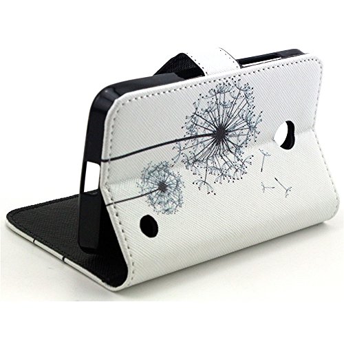 Nokia 630/635 Smartphone Pelle,PU Cuoio Caso Guscio Con carte di credito slot Protettiva in Pelle Flip Case Wallet Cover per Nokia Lumia 630/635 Custodia Portafoglio Casi(Dente di Leone)