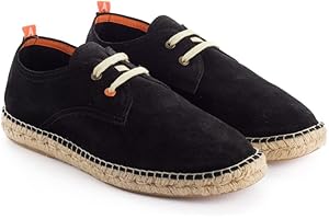 ABARCA Patins pour homme en jute et cuir. Fabriqué à la main. Chaussures décontractées type Blucher avec lacets. Fabriqué en Espagne.