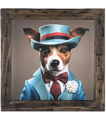KUSTOM ART Tableau Vintage Chien Labrador Aristocratique - Impression Sur Bois 25x18 Cm