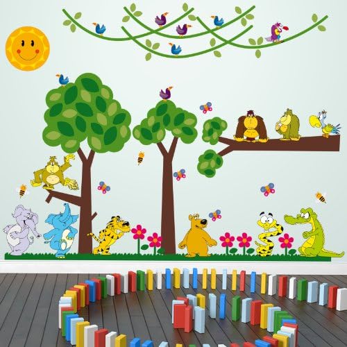 Large Jungle Animals Full Colour Wall Stickers for Kids Child Children Boys Girls bedrooms