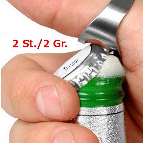 2 x Triscor Edelstahl Flaschenöffner Ring, rostfreier Stahl (22mm und 24mm)