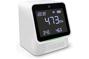 WOLF SHIELD Smart Air Quality Monitor Battery Powered Air Quality Detector with Large LCD Display for CO2,Temperature and Humidity Detection,Connect to Your Phone