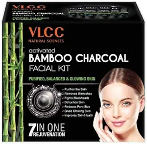 VLCC Activated Bamboo Charcoal Facial Kit For Purified- Balanced & Glowing Skin, 60 g