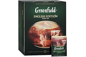 GREENFIELD ENGLISH EDITION | czarna herbata | mocna czarna herbata na śniadanie | zawiera kofeinę | wysokiej jakości herbata | bezglutenowa | podbierak | herbata ceylonowa | 100 torebek