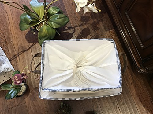 dokehom DKA0611BBS Baumwolle Leinen Quadratisch Aufbewahrung Wäschekorb, erhältlich in 5 Farben blau - 7