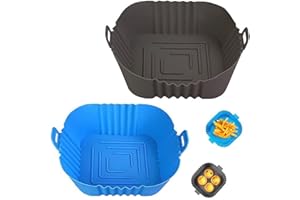 WENGLOW 2pcs Silicone Air Fryer Liners, 7.8inch Reusable Air Fryer Silicone Liner Air Fryer Accessories Replacement of Disposable Parchment Paper Liner