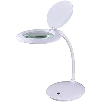 Komerci KML-9101LED-B LED Tisch-Lupenleuchte Lupenlampe 5 Dioptrien 125mm Glaslinse 14W mit Dimmer Lesehilfe Kosmetik…