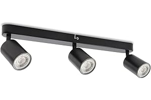 DA LIGHT Lampa sufitowa LED z 3 płomieniami, obrotowa i przestawialna, reflektor ścienny, GU10 (bez żarówek) 230 V czarny do salonu sypialni kuchni