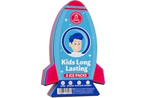 Healthy Packers Reusable Long-Lasting Ice Packs for Kids - Slim Ice Packs for Lunch Boxes, Lunch Bags, and Coolers - Freezer Packs for Lunch Boxes - Multicolored 3-Pack (Spaceship)