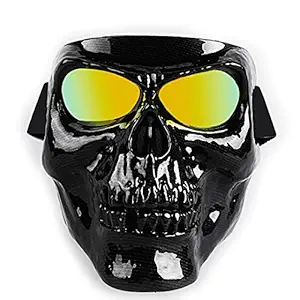 BOROLA Polarized Lens Spooky Skull Face Sandproof Mask for Motorcycle Off-Road Riding Comic Role Cos Mask (E-Series, Carbon Fiber)