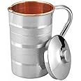 Copper-Master Handmade 1.5 Litre Copper Steel Water Jug with Stainless Steel Outer and Inside Pure Copper with Many Ayurvedic Health Benefits (1500ML)
