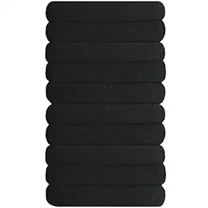 Black B: Black Thick Hair Ties J-Mee 10 Pcs Natural Ponytail Holders Elastic Hair Bands For Women Thick Heavy Or Curly Hair