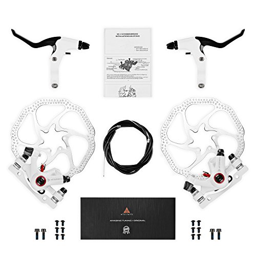 NV-5 HS1 Fahrrad Scheibenbremse Umbausatz 160mm 2xScheiben 2xBremse V&R Bike Disc Brake *Weiß* - 7