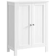 VASAGLE Wooden Bathroom Floor Storage Cabinet with Double Door Adjustable Shelf (23.6 x 11.8 x 31.5 Inches White) UBCB60W