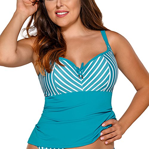 Ava ST-11 Tankini Dame Bademode Top Gestreift Regulierbar Versteift Setteil EU